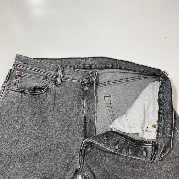 Levis 501 Jeans Men’s Straight Leg Button Fly 34x32 Charcoal Wash Vintage - Picture 9 of 10
